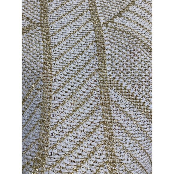 Chico's Knit Top Womens size Medium Cream gold Metallic 3/4 Sleeve Event Party - Picture 7 of 11
